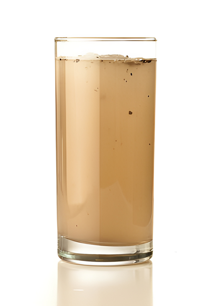 a glass of dirty water